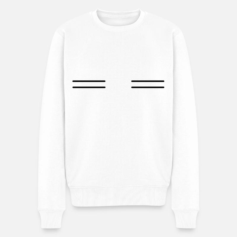 Zwei doppel Striche - Männer Premium Bio Pullover - Weiß