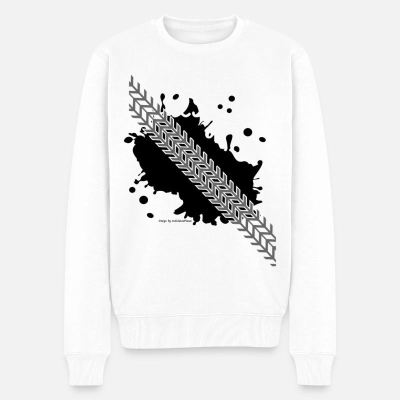 ReifenSpur mit Pfuetze - Männer Premium Bio Pullover - Weiß