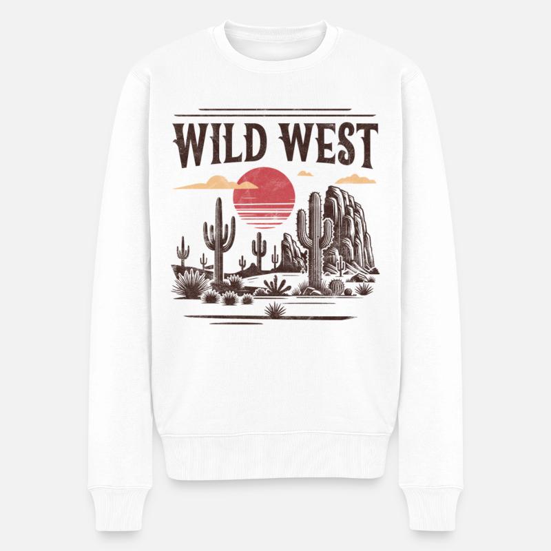 Wilder Westen - Männer Premium Bio Pullover - Weiß