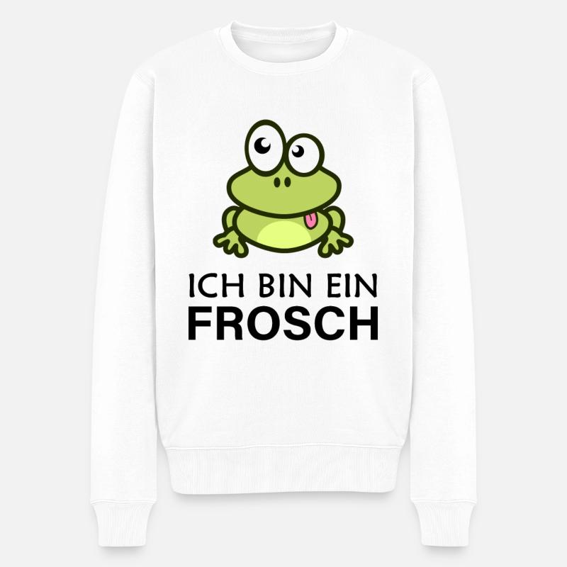 Ich bin ein Frosch - Männer Premium Bio Pullover - Weiß