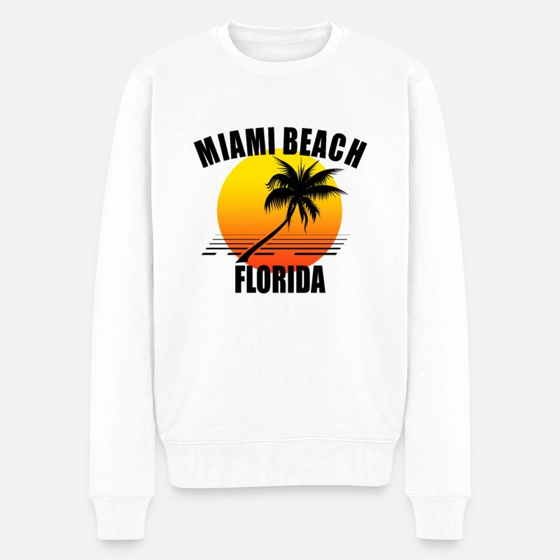 Miami Beach Florida Sonnenuntergang Strand USA - Männer Premium Bio Pullover - Weiß