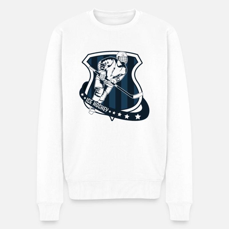 EISHOCKEY - Männer Premium Bio Pullover - Weiß