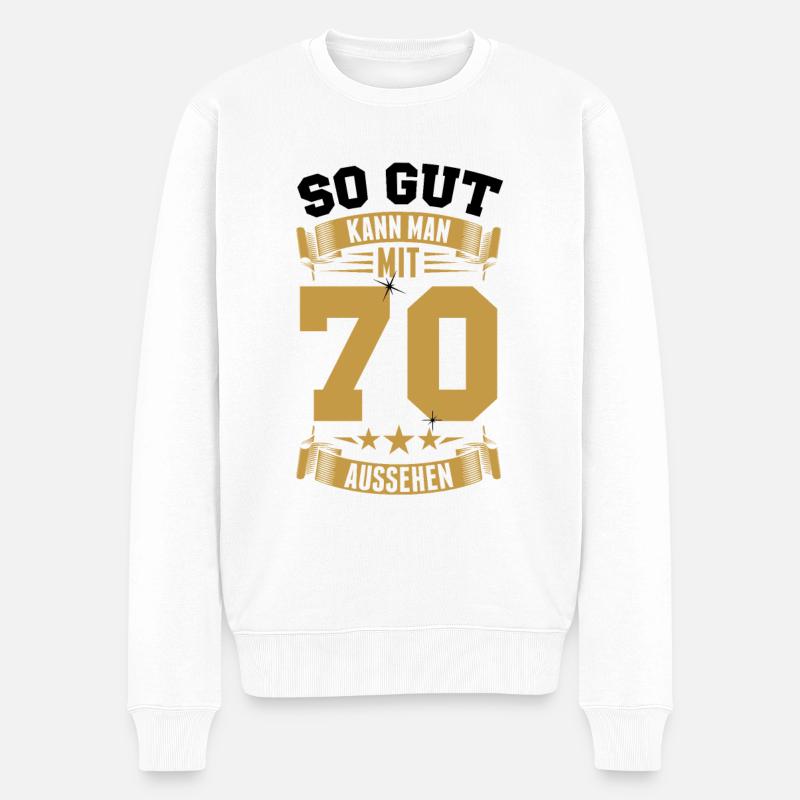 So gut kann man mit 70 aussehen - 70. Geburtstag - Männer Premium Bio Pullover - Weiß