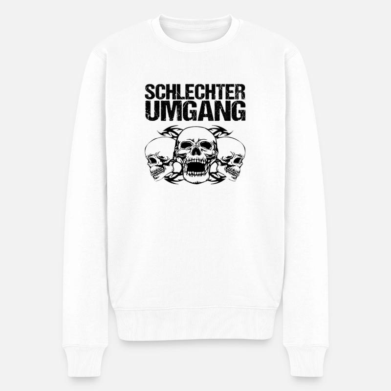 schlechter Umgang. Cool. Statement. - Männer Premium Bio Pullover - Weiß