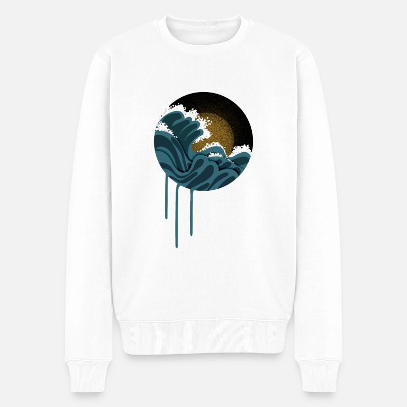 Die Welle - Männer Premium Bio Pullover - Weiß