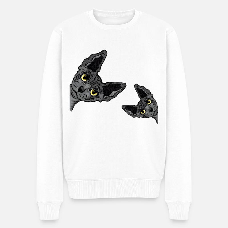 Schwarze Sphynx Katze - Männer Premium Bio Pullover - Weiß