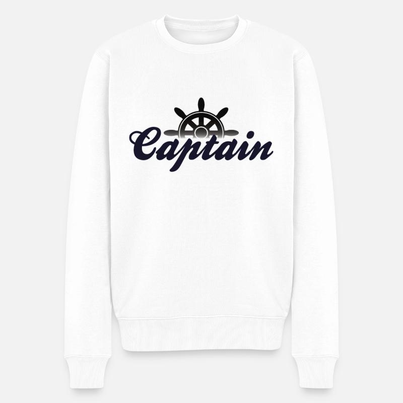 Captain Kapitän - Männer Premium Bio Pullover - Weiß