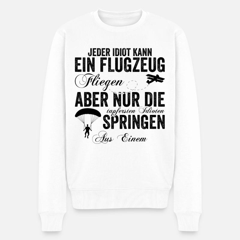 Lustiger Paragleiten Fallschirm Spruch - Männer Premium Bio Pullover - Weiß