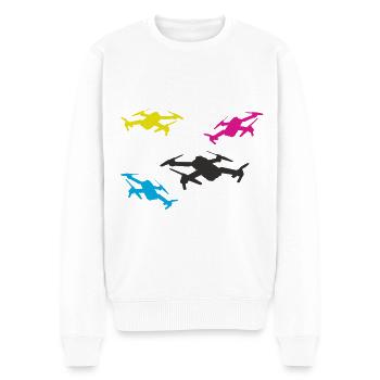 Drones volants - quattrocopter - Pull Premium bio Homme - blanc - Devant - Thijin (182cm)