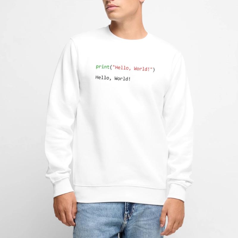 Hello World funny gift python programmer Men's Premium Organic Jumper