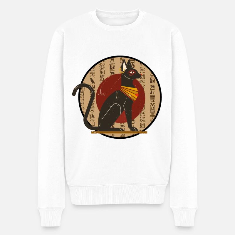 Sphinx chat d’Egypte Egypt Cercle - Pull Premium bio Homme - blanc