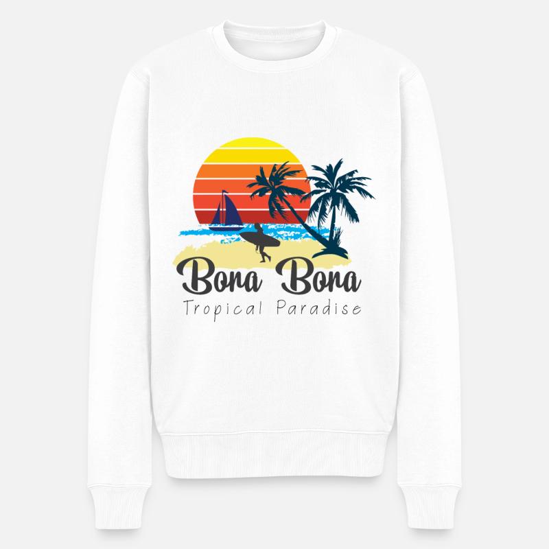 Bora Bora - Histoire de la destination Summer Vacation Maldives - Pull Premium bio Homme - blanc