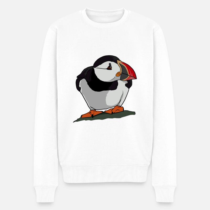 Papageitaucher Geschenk für Puffin Pinguin Vögel - Männer Premium Bio Pullover - Weiß