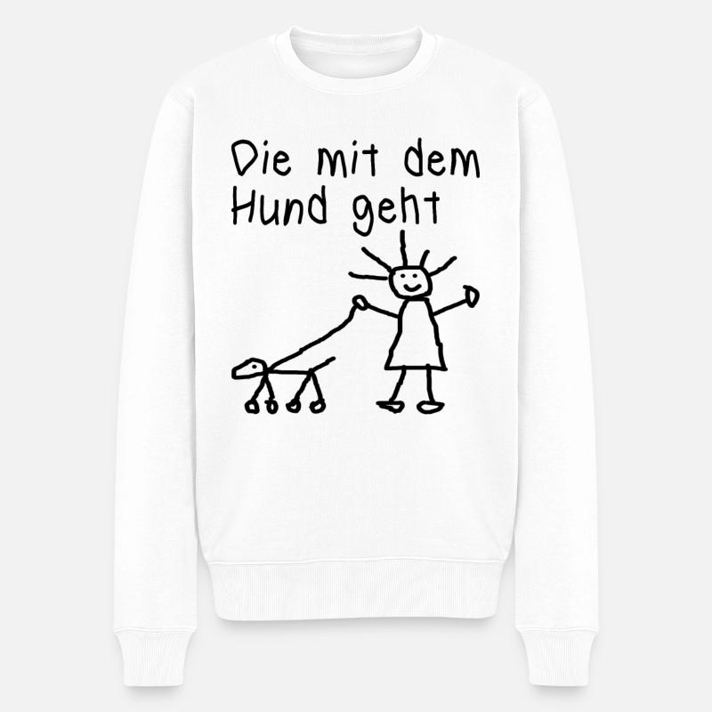 lustiges Hunde Spruch Geschenk Hund Vierbeiner wuf - Männer Premium Bio Pullover - Weiß