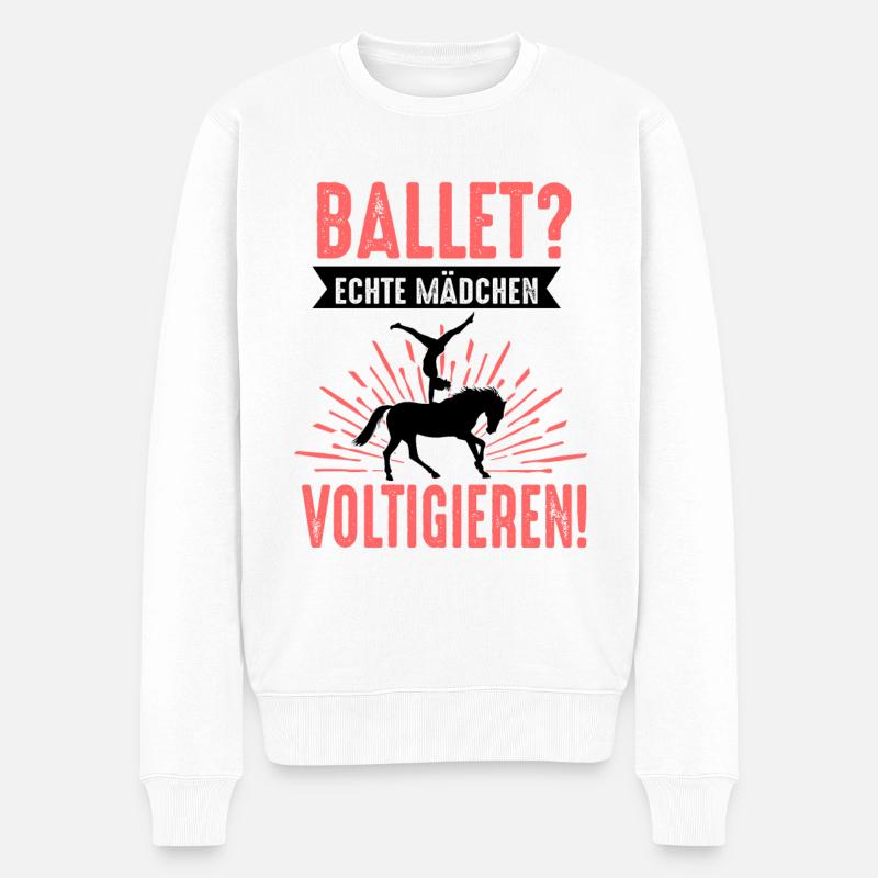 Voltigieren Voltigier Volti Pferdesport Reitsport - Männer Premium Bio Pullover - Weiß