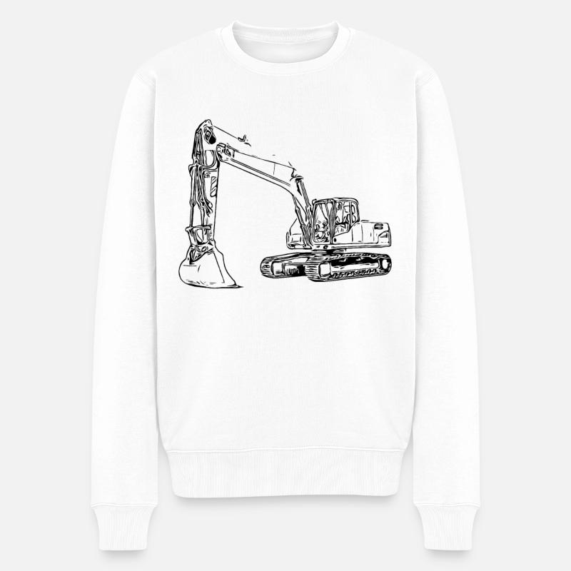 Bagger - Männer Premium Bio Pullover - Weiß