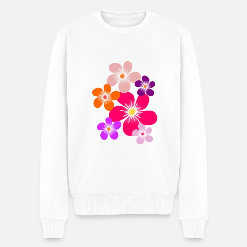 bunte Blumen Blüten Blumenranke Blume floral - Männer Premium Bio Pullover - Weiß