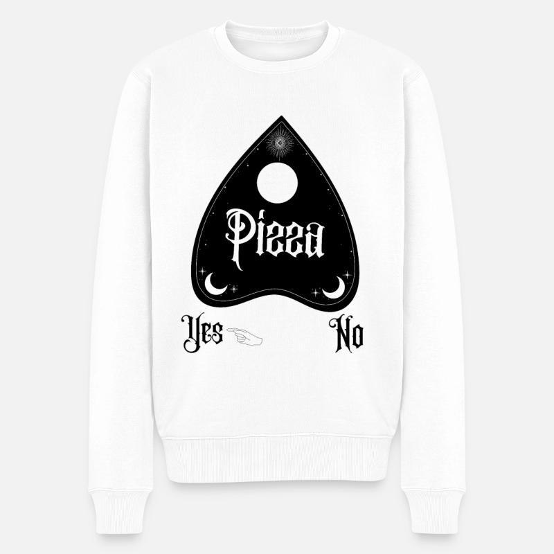 Pizza Ouija Yes No Ouijaboard Witchcraft gothic - Männer Premium Bio Pullover - Weiß