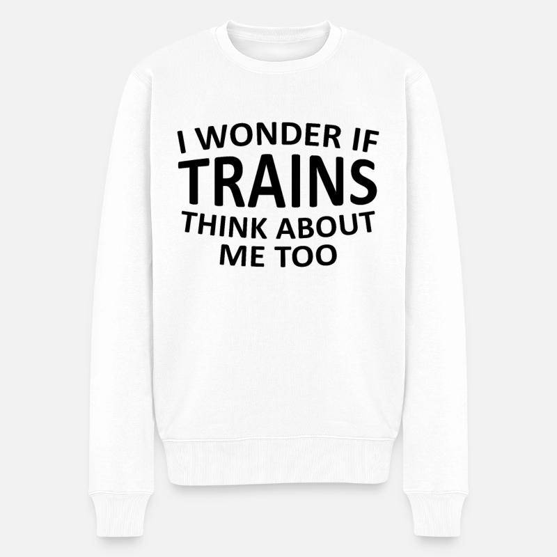 Train trains montre disant cadeau - Pull Premium bio Homme - blanc