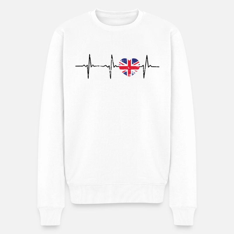 Herzschlag royaume-uni Royaume-Uni Cadeau - Pull Premium bio Homme - blanc