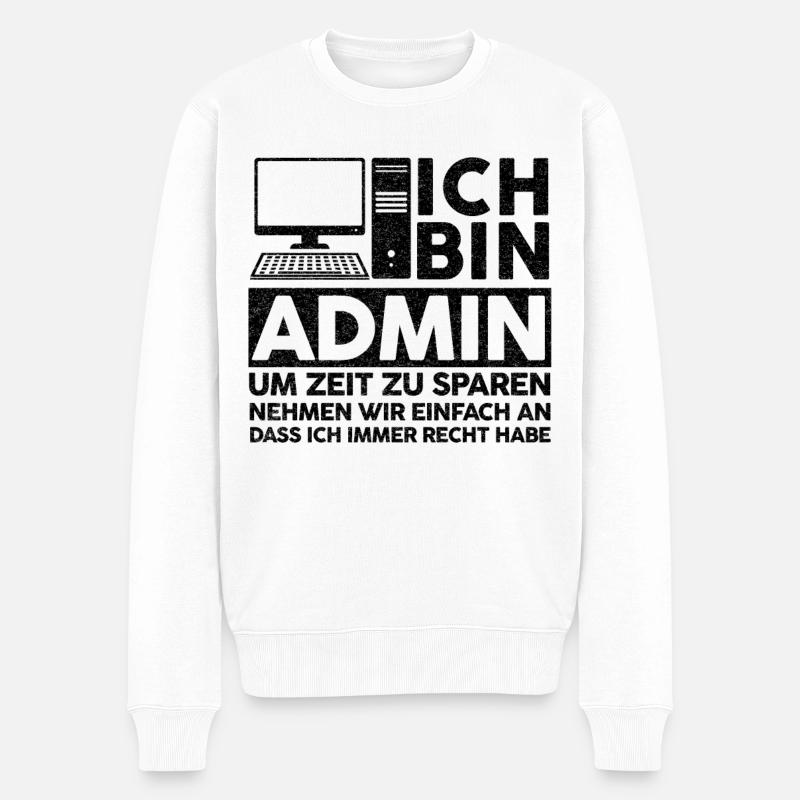 Admin IT Experte Informatik Informatik Lustige Spr - Männer Premium Bio Pullover - Weiß