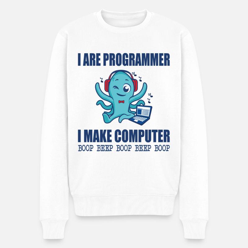 Je suis programmeur je fais bip boop ordinateur - Pull Premium bio Homme - blanc
