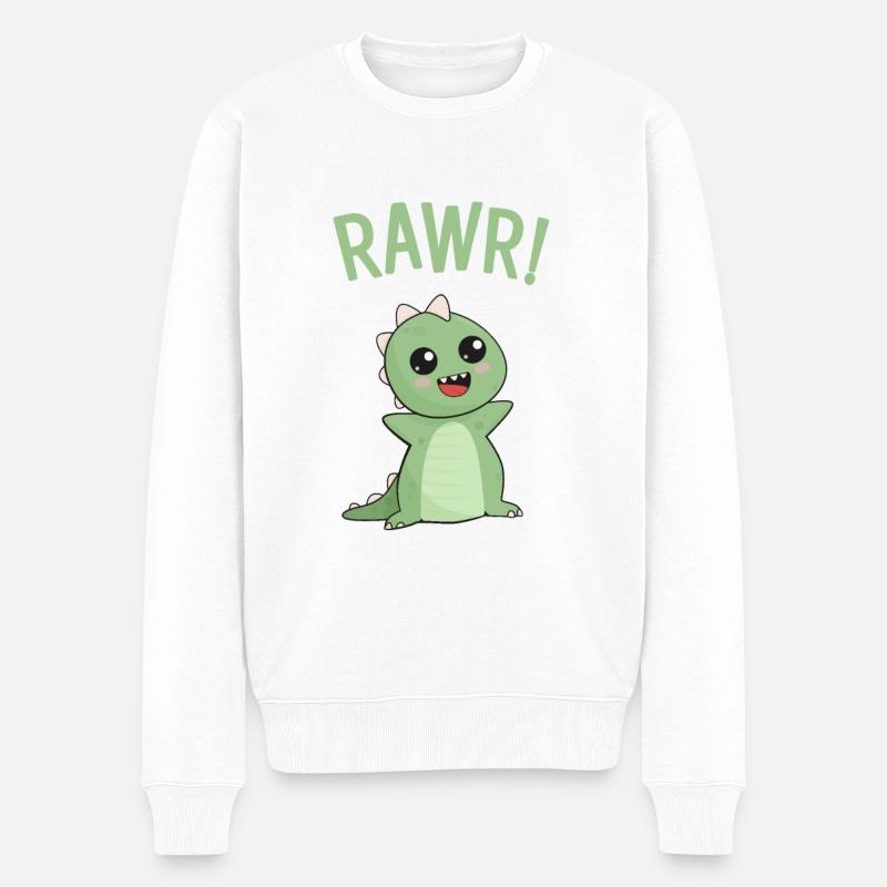 Rawr! Netter Dinosaurier - Männer Premium Bio Pullover - Weiß