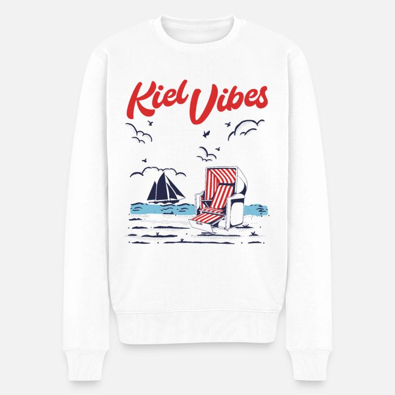 Kiel Vibes - Männer Premium Bio Pullover - Weiß