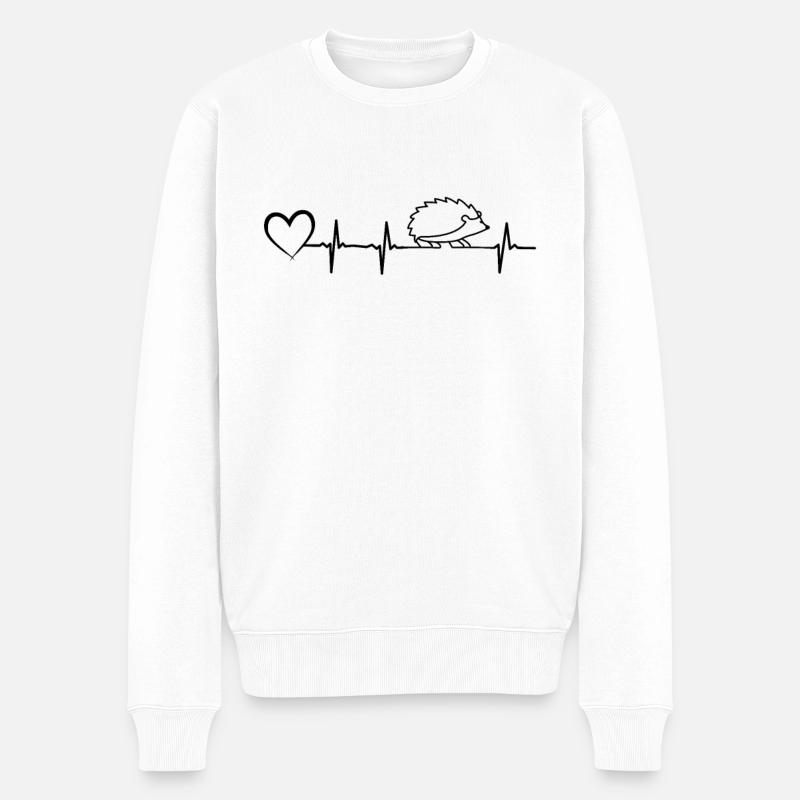 Igel Herzschlag Heartbeat Herz Stacheltier EKG - Männer Premium Bio Pullover - Weiß