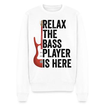 E-Bass Bass Bassist Bass-Gitarrist Geschenk - Männer Premium Bio Pullover - Weiß - Vorne - Thijin (182cm)