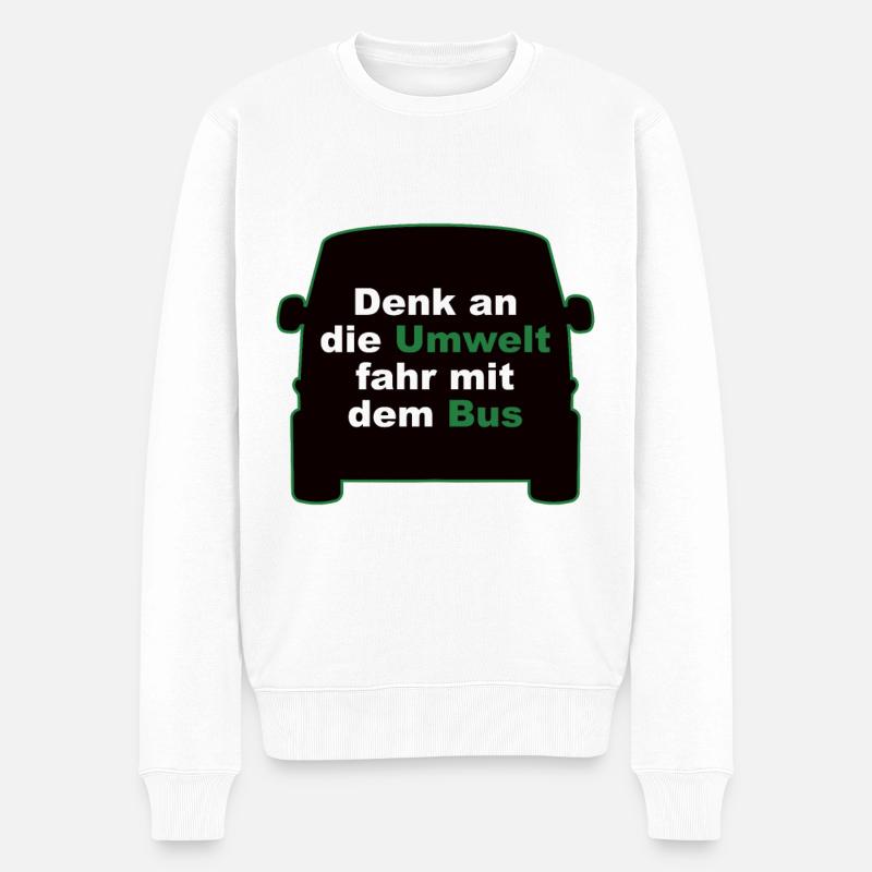 Denk an die Umwelt – Bus - Männer Premium Bio Pullover - Weiß