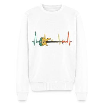Bass Gitarre Herzschlag - Geschenk für Bassisten - Männer Premium Bio Pullover - Weiß - Vorne - Thijin (182cm)