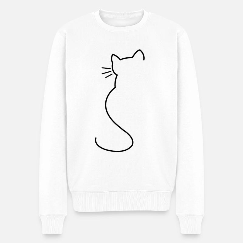 Katze Katzen Strichzeichnung Katzenmama Geschenk - Männer Premium Bio Pullover - Weiß