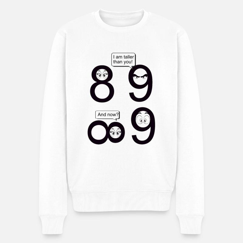 Maths Mathématiques Blague 8 et 9 i am taller than you - Pull Premium bio Homme - blanc