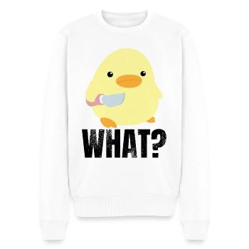 Süße Ente mit Messer Meme Küken Huhn Gans Was - Männer Premium Bio Pullover - Weiß - Vorne - Thijin (182cm)