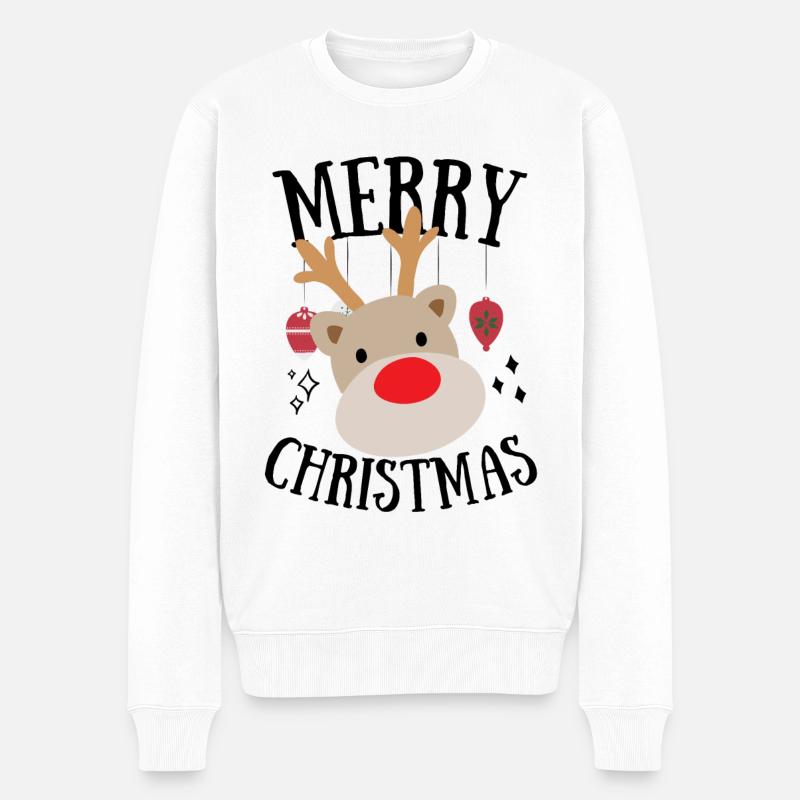 Rudolf das Rentier Weihnachten Frohe Weihnachten - Männer Premium Bio Pullover - Weiß