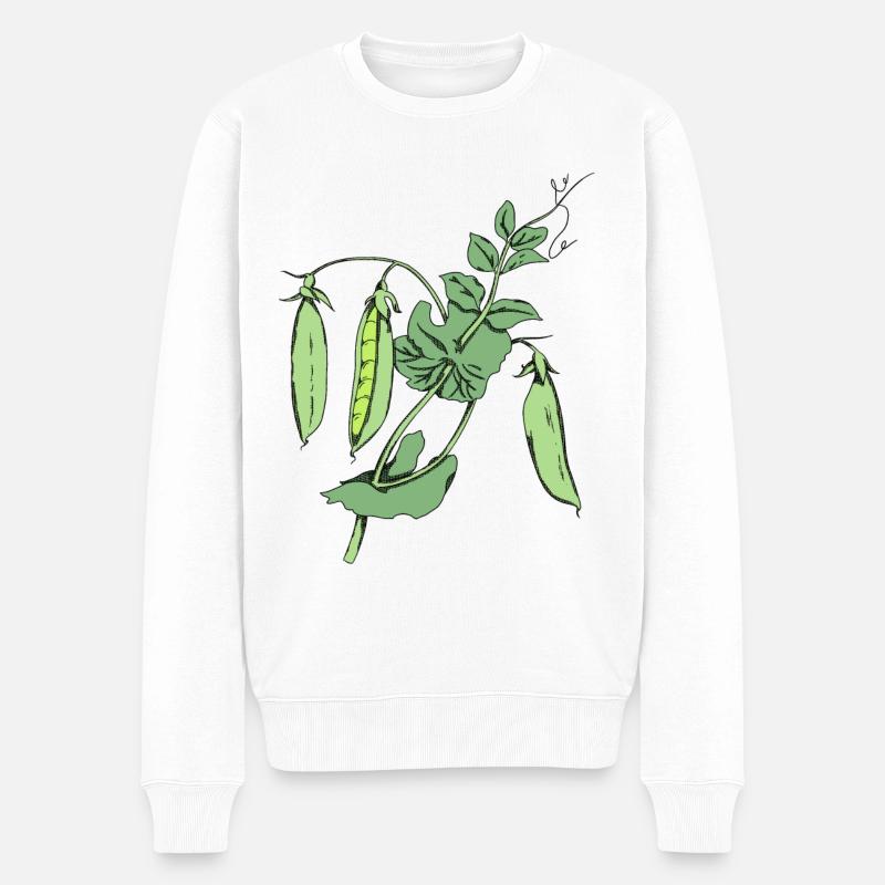 Erbsen Design Retro Garten Pflanzen Geschenk - Männer Premium Bio Pullover - Weiß