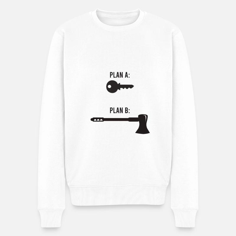 Feuerwehr Hammer Lustiger Spruch Geschenkidee - Männer Premium Bio Pullover - Weiß