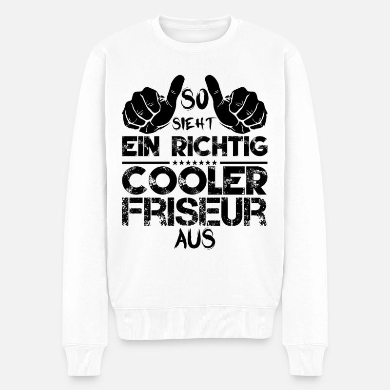 Friseur - Männer Premium Bio Pullover - Weiß