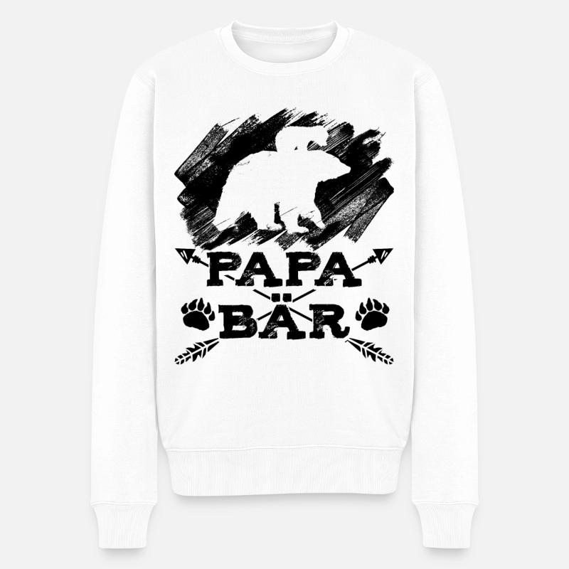Papa Bär Vater Vatertag - Männer Premium Bio Pullover - Weiß