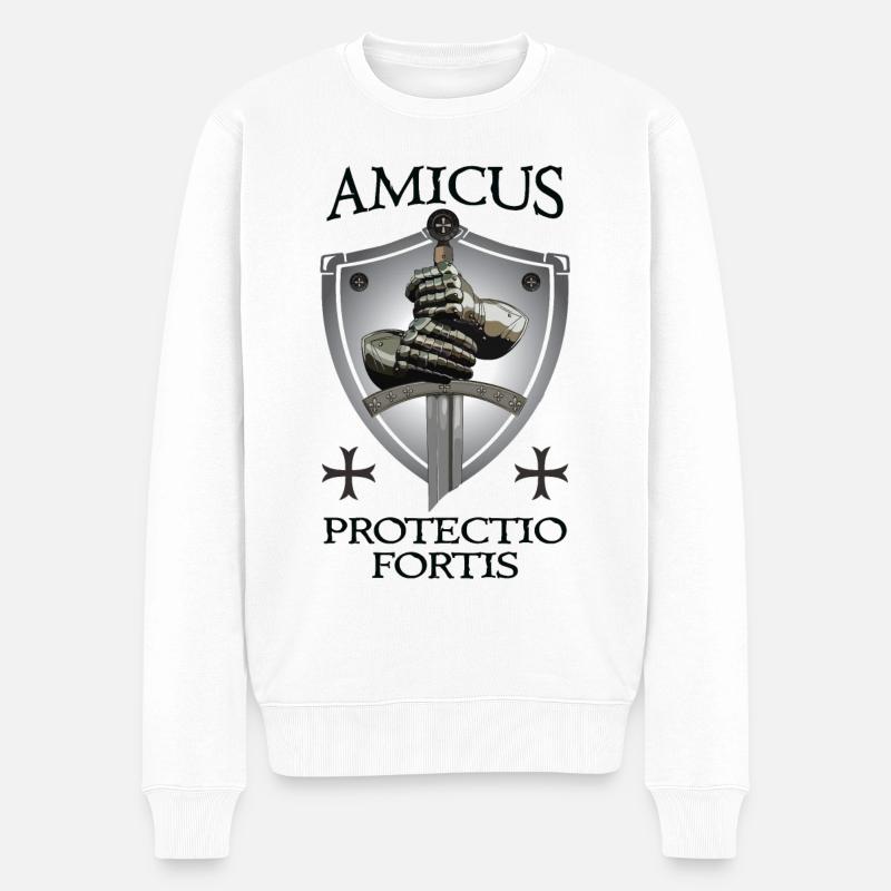 Croisé + Amicus Protectio Fortis - Pull Premium bio Homme - blanc