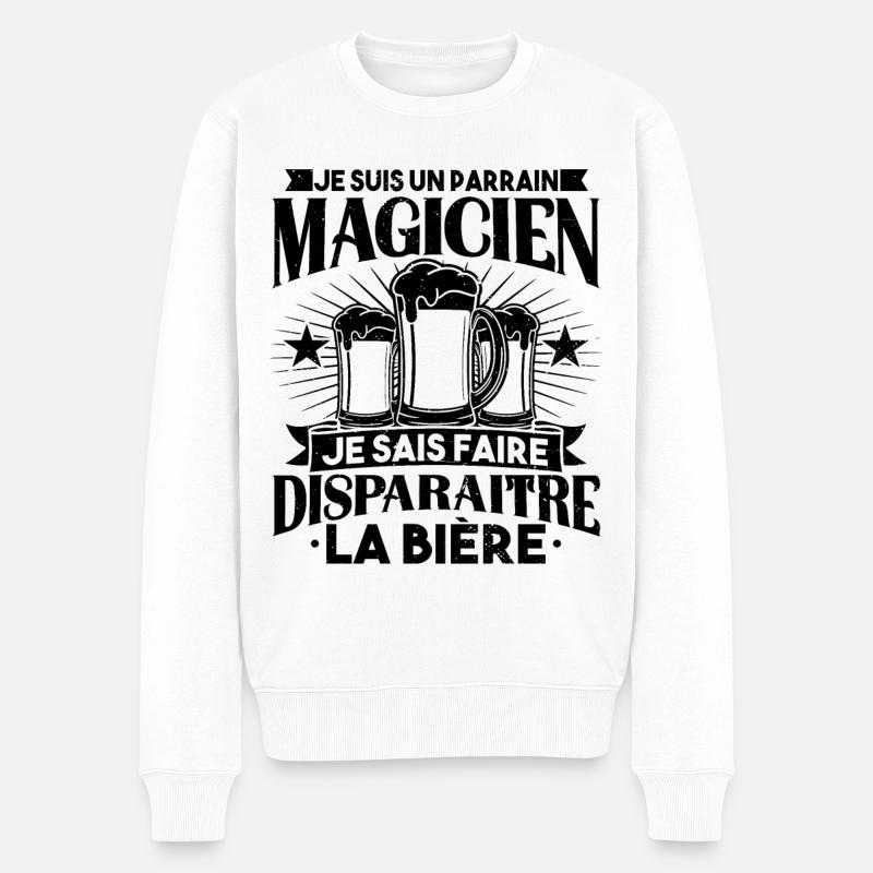 Parrain Magicien Bièr Cadeaux - Pull Premium bio Homme - blanc