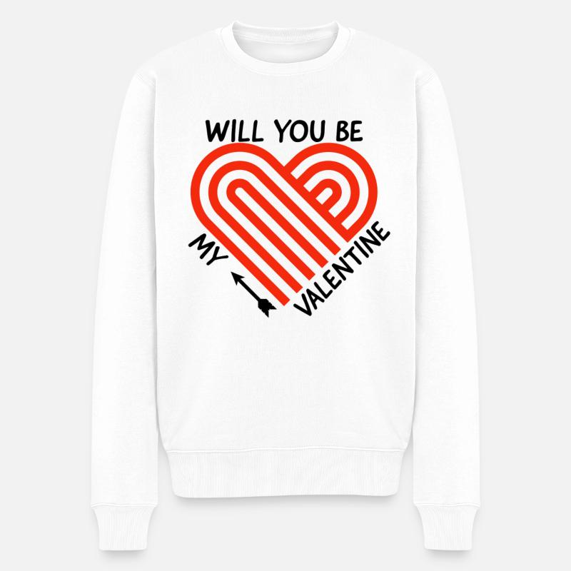 Saint-Valentin, Saint-Valentin, Saint-Valentin - Pull Premium bio Homme - blanc
