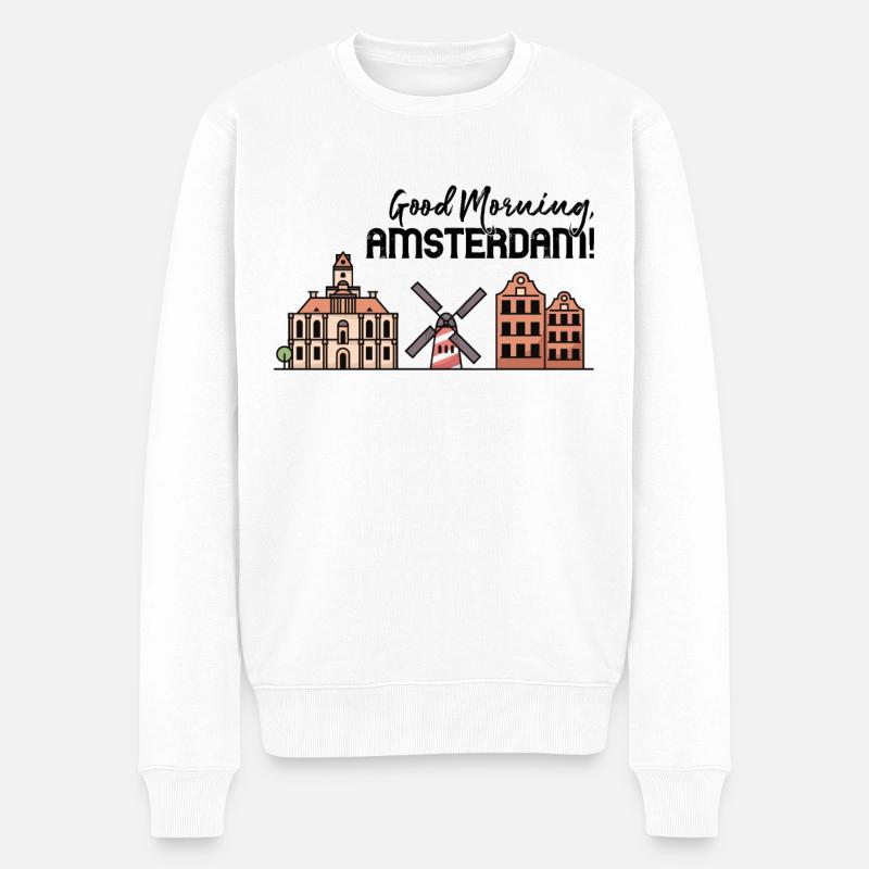 Guten Morgen, Amsterdam! - Männer Premium Bio Pullover - Weiß