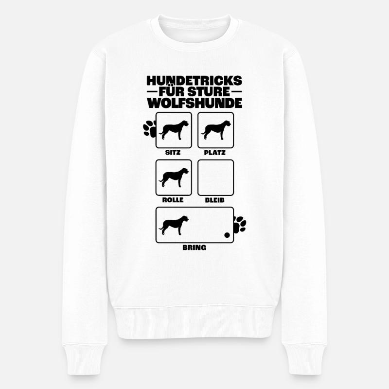 Irischer Wolfshund Hundetricks Windhund Geschenk - Männer Premium Bio Pullover - Weiß