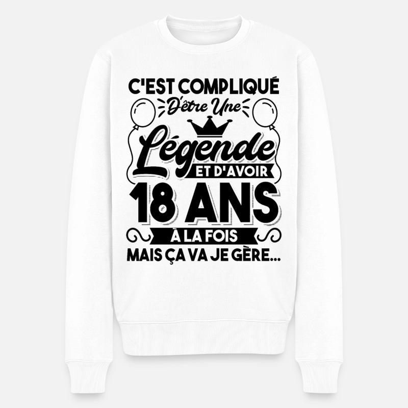 18. Geburtstagsgeschenk Geburtstag Humor Mädchen - Männer Premium Bio Pullover - Weiß