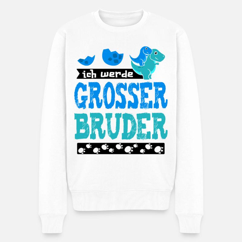 Ich bin bald grosser Bruder - werde großer Bruder - Männer Premium Bio Pullover - Weiß