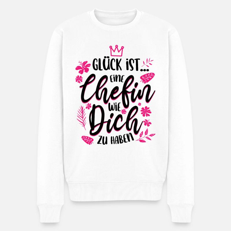 Chefin Geschenkidee - Männer Premium Bio Pullover - Weiß