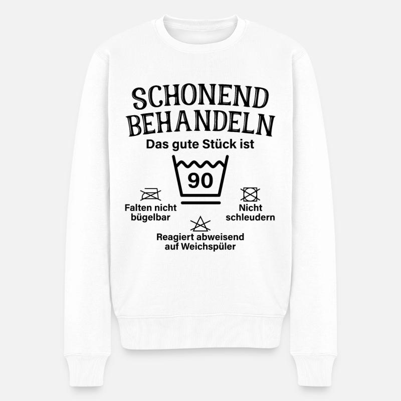 Schonend Behandeln Neunzig Geschenk 90. Geburtstag - Männer Premium Bio Pullover - Weiß