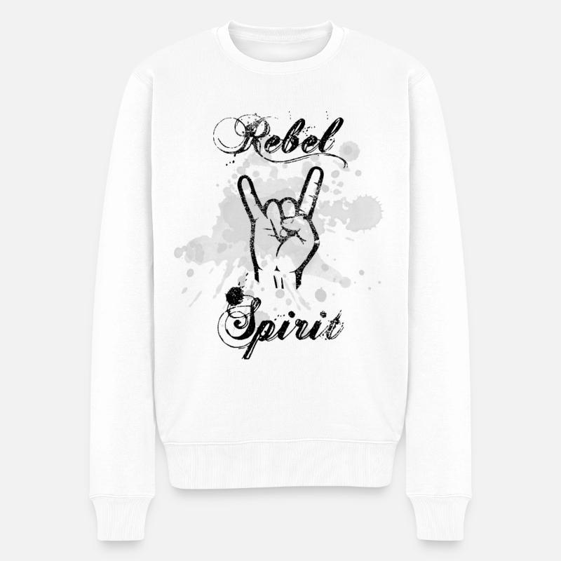 Rebel Spirit Rebell Spruch Pommesgabel Geschenk - Männer Premium Bio Pullover - Weiß